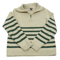 Béžovo-zelený svetr s pruhy Kiabi 