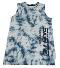 Bielo-modré batikované tielko s nápisom C&A