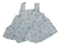 Bielo-svetlomodrý kvetovaný bavlnený top