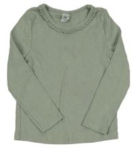 Světlezelené vzorované triko s volánkem Tu