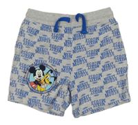 Sivo-modré teplákové kraťasy s Mickeym Disney