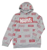Sivo-červená mikina s nápismi a kapucňou Marvel