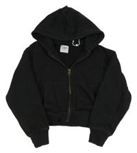 Čierna prepínaci crop mikina s kapucňou Zara