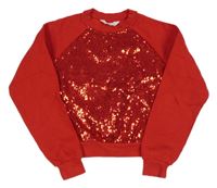 Červená crop mikina s flitrami H&M
