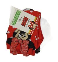 Nové - 3set - 3x černo-červeno-bílé ponožky s Minnie Primark vel. 23/26