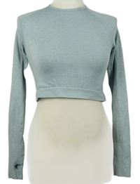 Dámské světlemodré sportovní funkční crop triko 