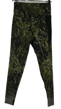 Dámske černo-khaki vzorované športové legíny F&F