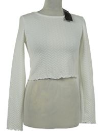 Nové - Dámské bílé vzorované crop triko Pink Vanilla 