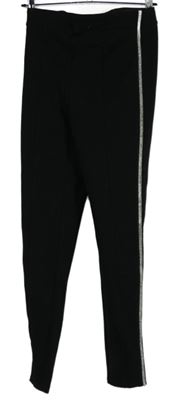 Dámske čierne tregíny s kamínkovými pruhmi Zara