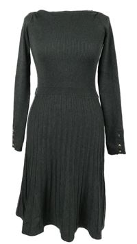 Dámské tmavošedé svetrové žebrované midi šaty Lindex 