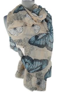 Dámska ružová šál s motýlikmi