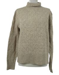 Dámský béžový ažurový svetr s rolákem 