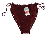 Nové - Dámské vínové háčkované plavkové kalhotky Primark 