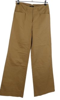 Dámské pískové plátěné volné kalhoty H&M