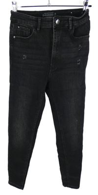 Dámske čierne skinny rifle s vyšúchaním Stradivarius