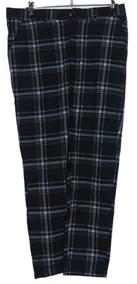 Pánske čierno-sivé kockované plátenné nohavice Shein