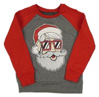 Sivo-červená mikina so Santa Clausem St. Bernard