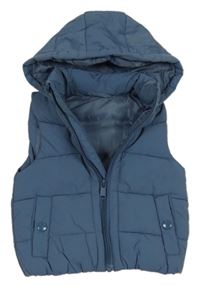 Tmavomodrá šušťáková zateplená vesta s kapucňou Dunnes