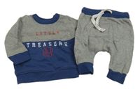 2set- šedo-modrá mikina s nápisem+ tepláky M&S