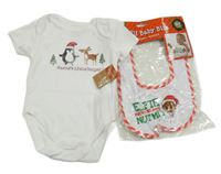 2set- biele body s obrázkem+ podbradník s obrázkom