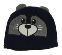 Tmavomodrá fleecová čepice se zvířátkem