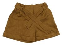 Hnědé semišové kraťasy s páskem Zara