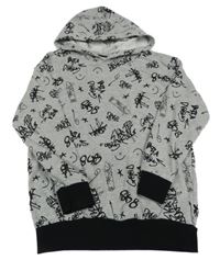 Sivo-čierna mikina s nápismi a kapucňou Pepperts