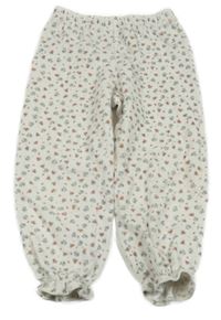 Biele kvetinové zamatové nohavice