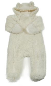 Biela huňatá podšitá kombinéza s kapucňou Mamas&Papas