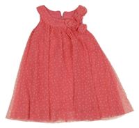 Ružové tylové šaty so srdiečkami a kvietkami Kiki&Koko