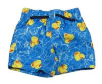 Modré šušťákové kraťasy s kačenkami