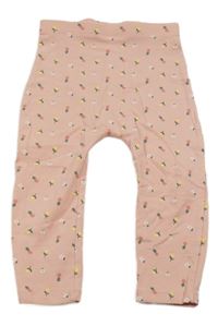 Svetloružové kvetinové legíny