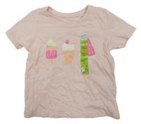 Nové - Růžové tričko se zmrzlinami Primark