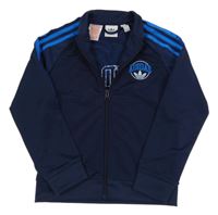 Tmavomodro-modrá propínací sportovní mikina s logy Adidas