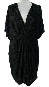 Dámske čierne zamatové rebrované šaty New Look