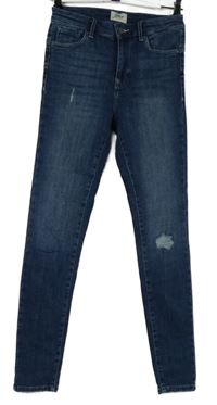 Dámské modré elastické rifle s vysokým pasem a prošoupáním Only vel. 32