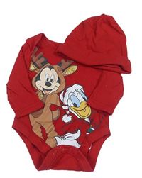 2set - Červené body s Mickeym + čepice Disney