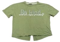 Khaki crop tričko s nápisom zn. George