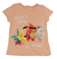 Světlerůžové tričko s Anggry birds H&M