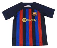 Tmavomodro-modro-červené pruhované tričko - FC Barcelona