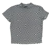 Čierno-biele kockované crop tričko New Look