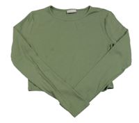 Khaki rebrované crop tričko Matalan