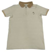 Smetanovo-béžové pruhované úpletové polo tričko River Island