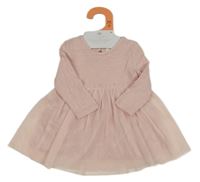 Nové - Světlerůžové úpletové šaty s tylovou sukní Primark