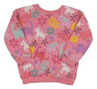 Růžová mikina s listy a dinosaury F&F