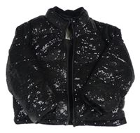 Čierna flitrovaná zateplená bunda Tu