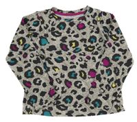 Sivo-farebné leopardí pyžamové tričko Matalan