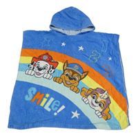 Modré froté osuškové pončo s kapucí - Tlapková patrola Tu
