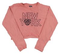 Ružová crop mikina s nápismi a srdiečkom