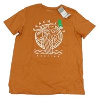 Nové Oranžové tričko s potiskem Primark